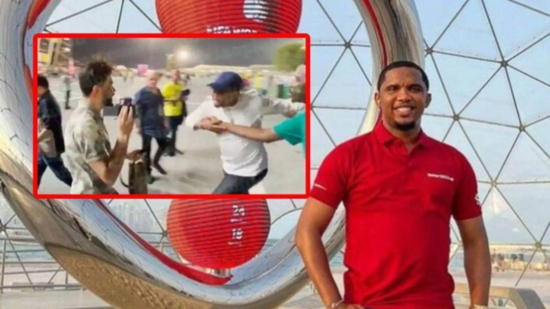 Samuel Eto’o enloqueció y le dio tremenda patada a un youtuber